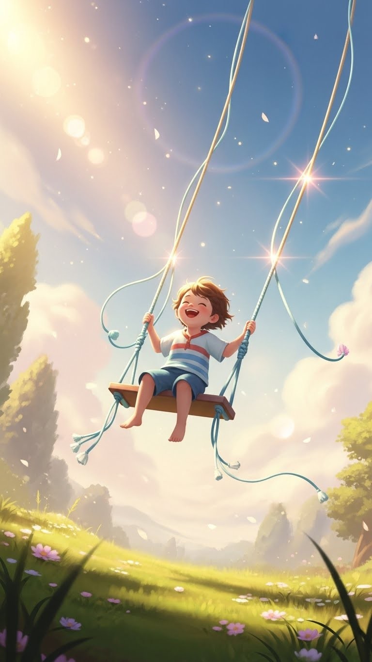 활기찬 그네를 타는 아이, 순조로운 성장의 예감 - 길몽 활기찬 그네를 타는 아이, 순조로운 성장의 예감 - 길몽