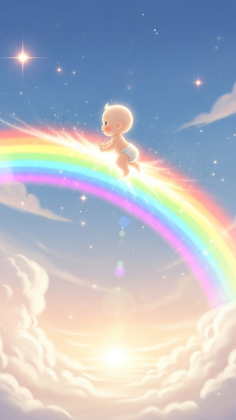 무지개 위 아기가 선사하는 희망찬 미래의 꿈 - 길몽 무지개 위 아기가 선사하는 희망찬 미래의 꿈 - 길몽