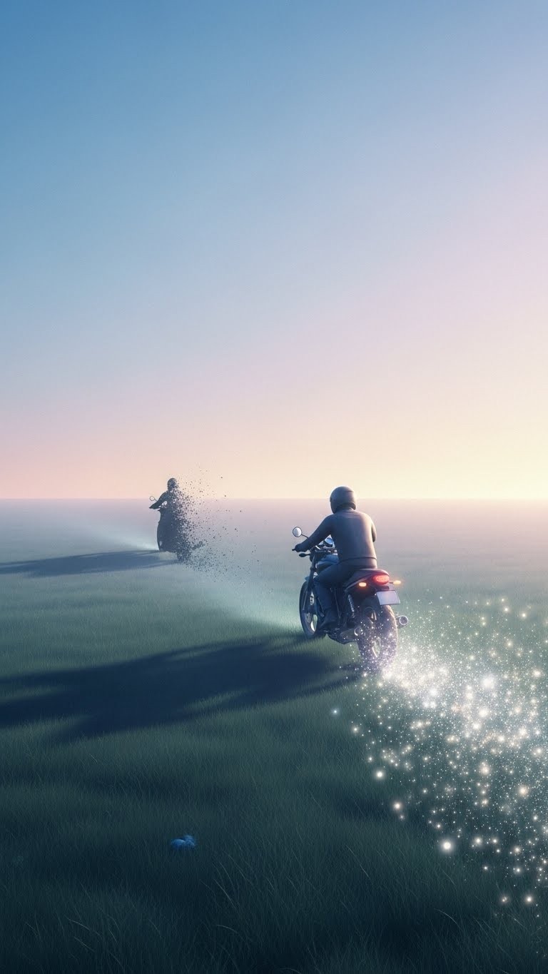 오토바이 강도 도주: 재물운의 전환점을 알리는 꿈 - 보통