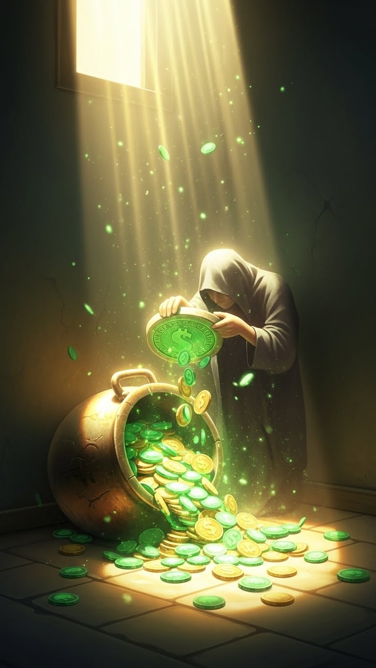 빈자의 돈 통에서 발견한 횡재수 꿈 - 길몽