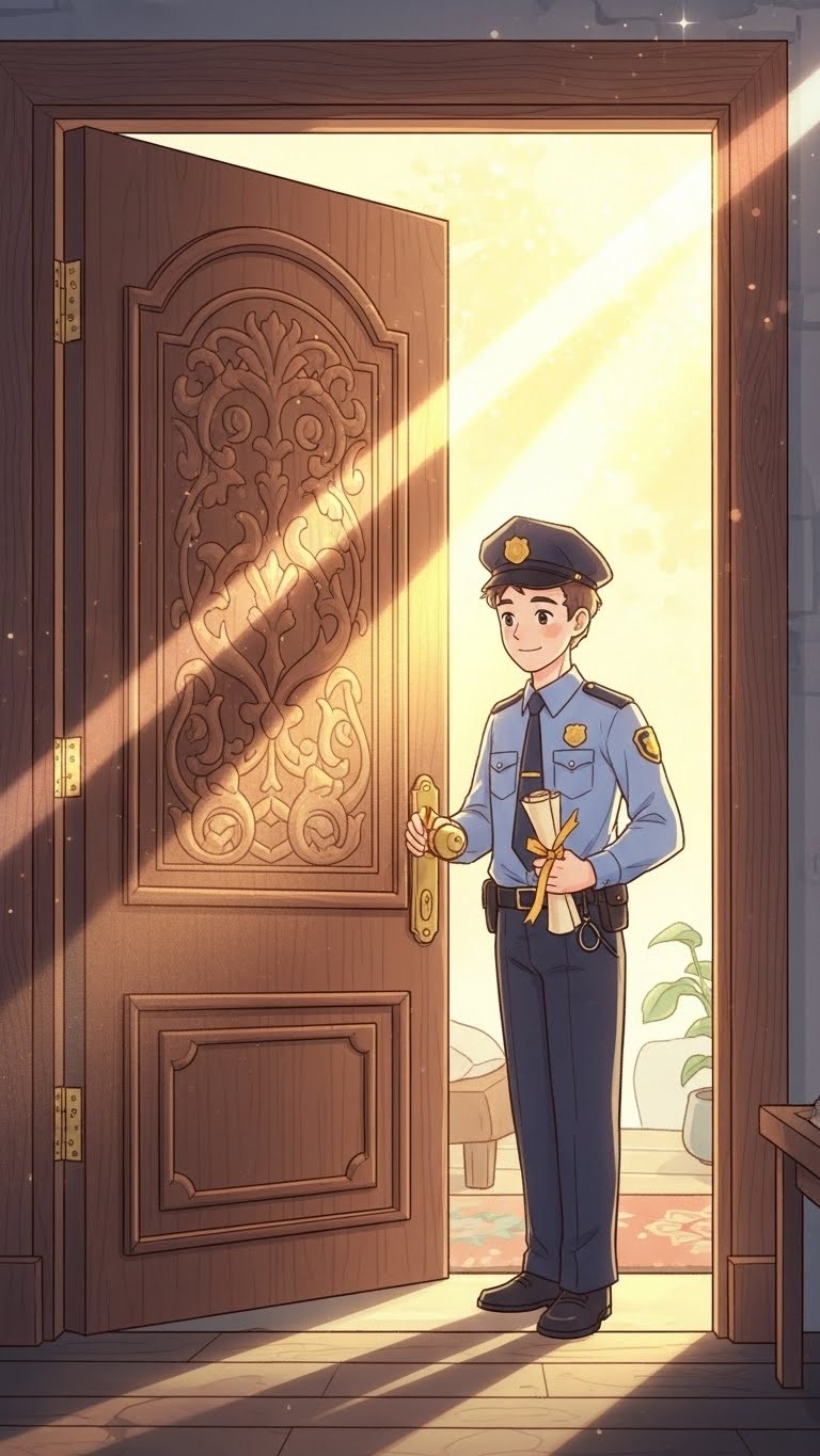 문 밖 경찰관의 호출, 축복받을 소식의 전조 - 길몽