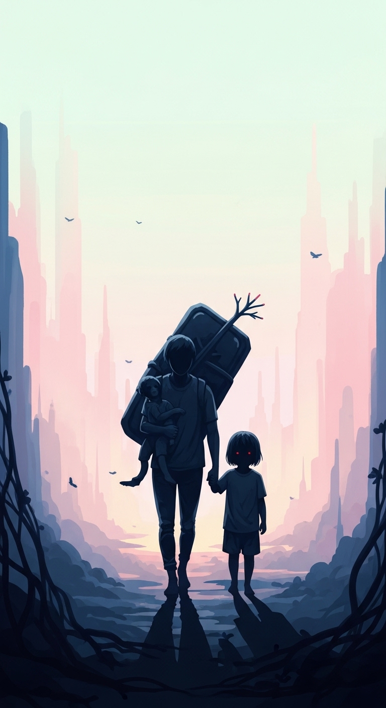 어두운 그림자를 드리운 아이와 동행하는 꿈 - 흉몽