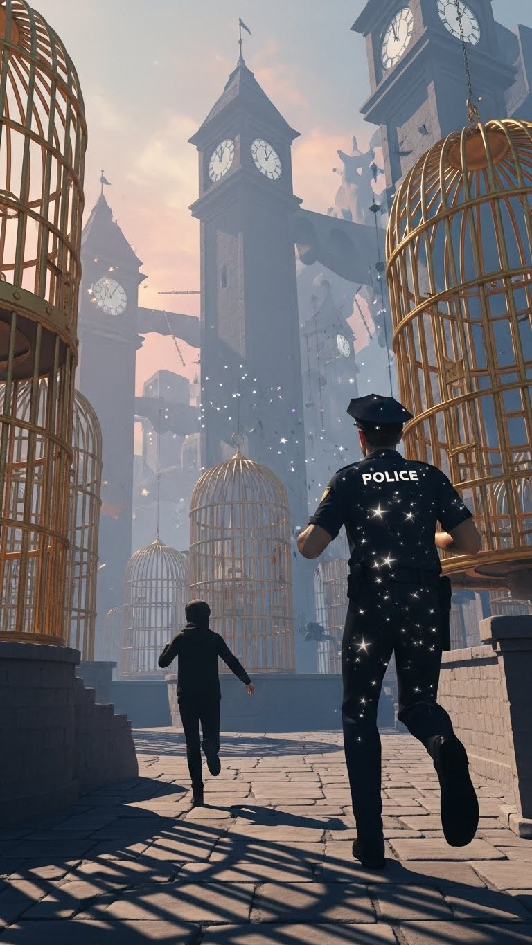 정의의 그림자: 경찰관에게 쫓기며 느끼는 내면의 불안과 압박 - 흉몽