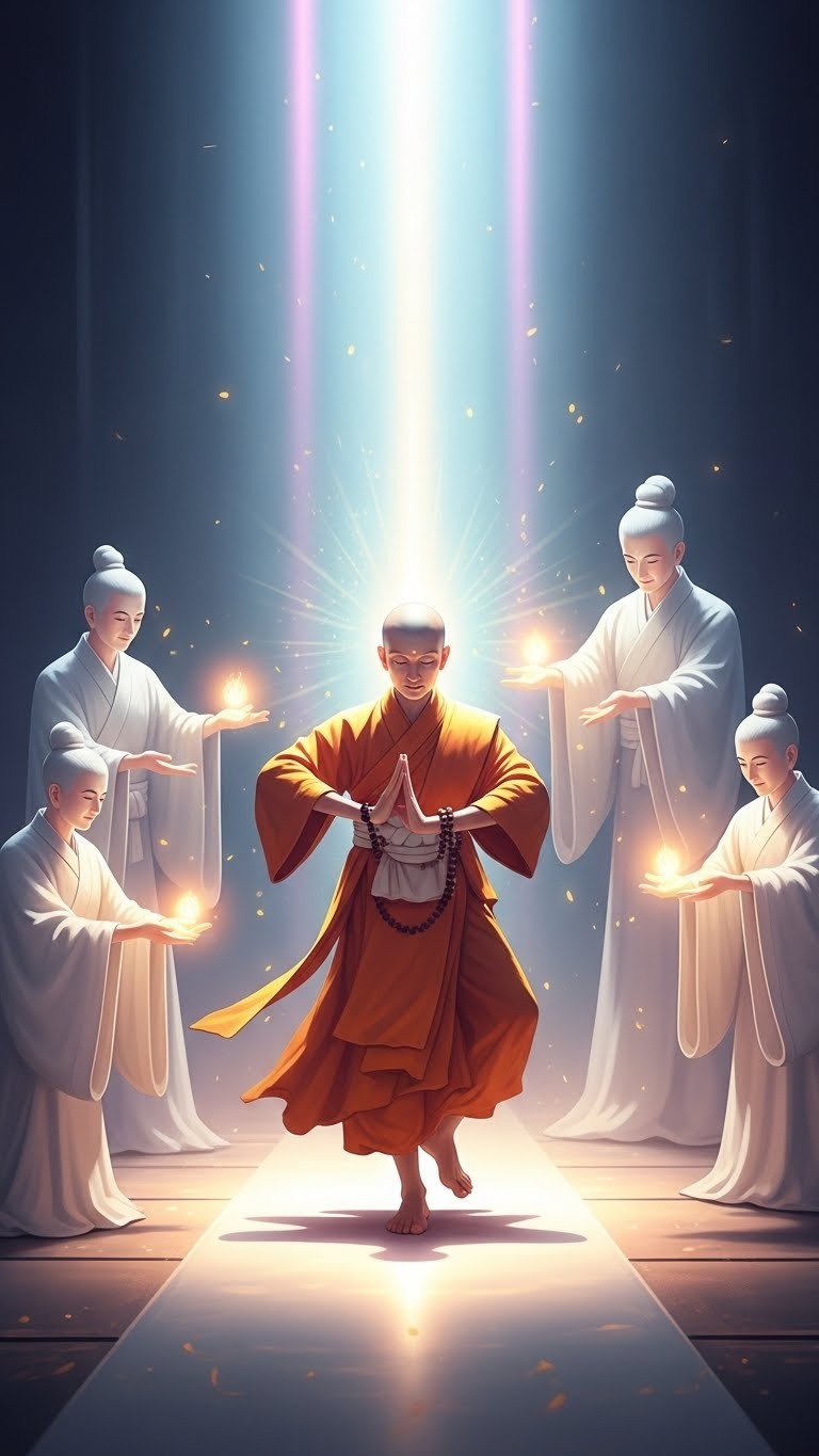 승려의 신성한 춤사위, 큰 축복을 예고하다 - 길몽