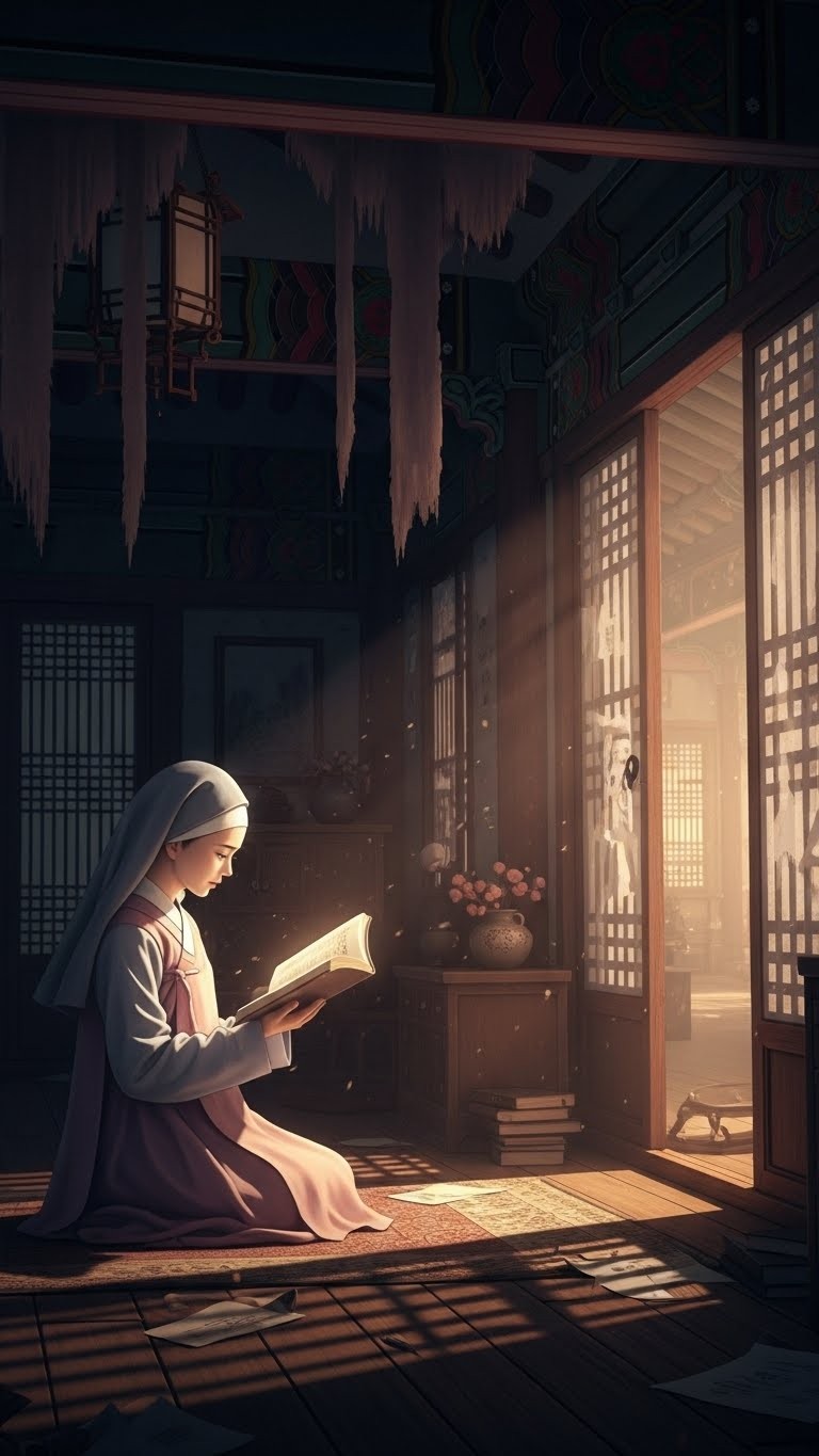 고요한 독경 속 드리운 그림자: 집안 우환을 암시하는 꿈 - 흉몽