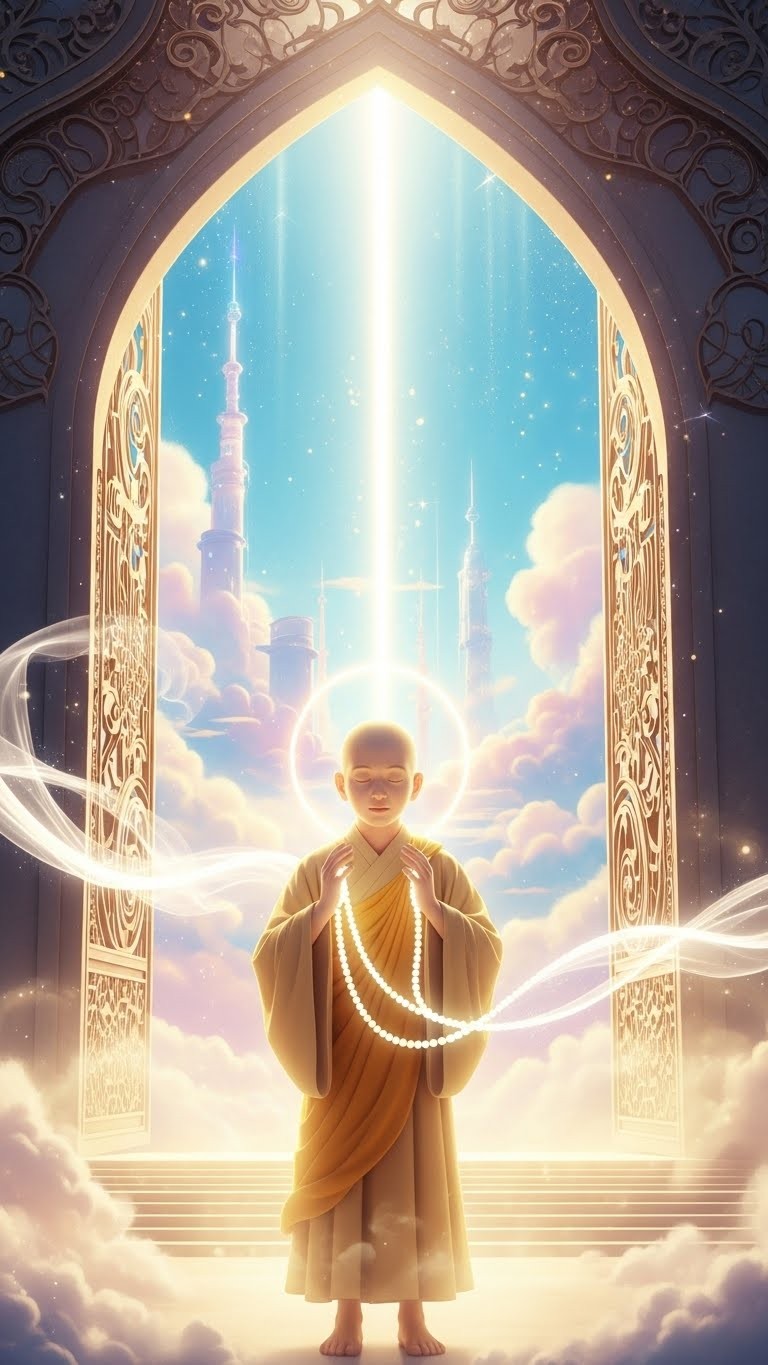 문 앞에서 염불하는 스님, 지혜와 학문을 예고하는 태몽 - 길몽 문 앞에서 염불하는 스님, 지혜와 학문을 예고하는 태몽 - 길몽