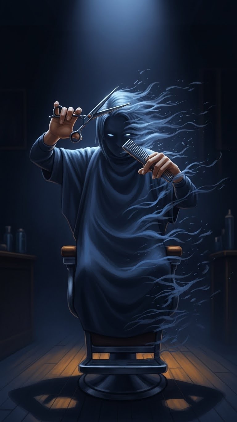 머리를 만지던 이발사/미용사가 섬뜩한 귀신으로 돌변하는 꿈 - 흉몽