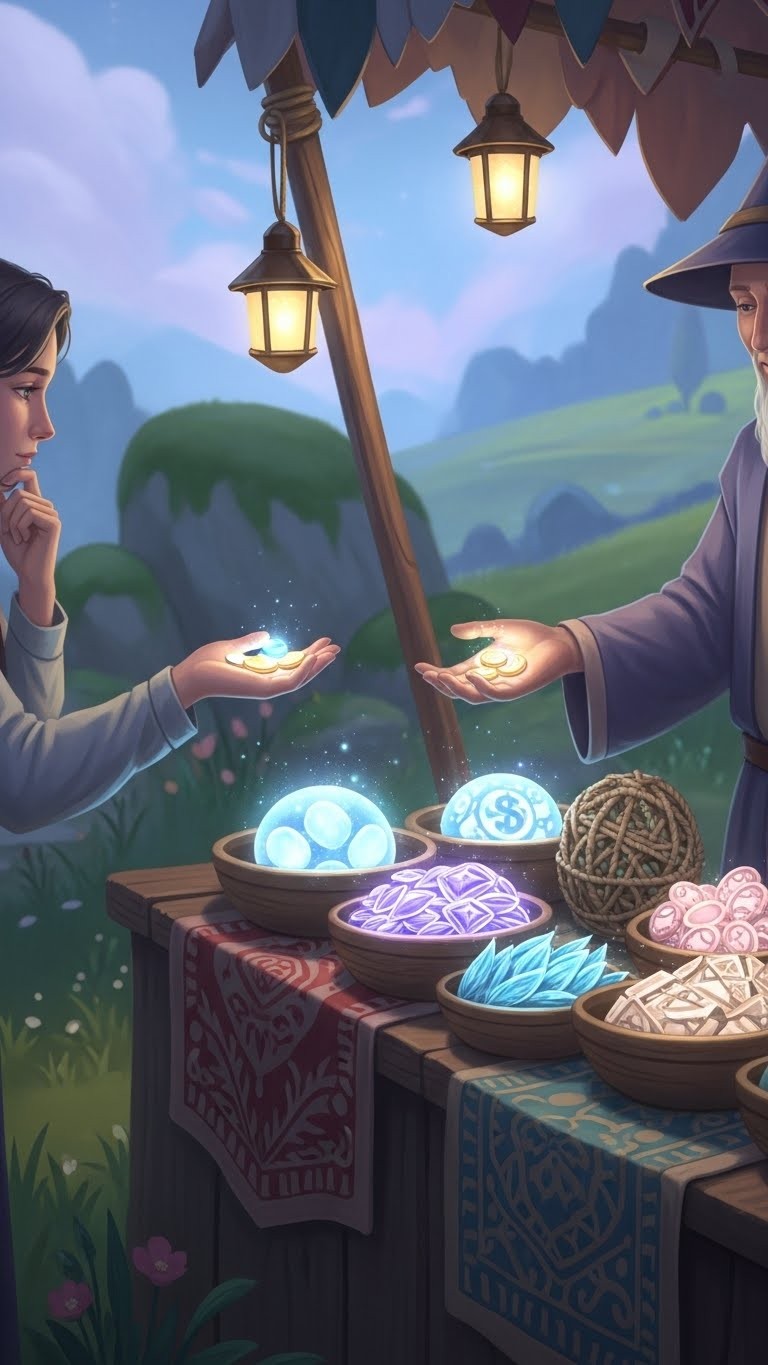 상인에게 대가를 지불하며 가치를 교환하는 꿈 - 보통