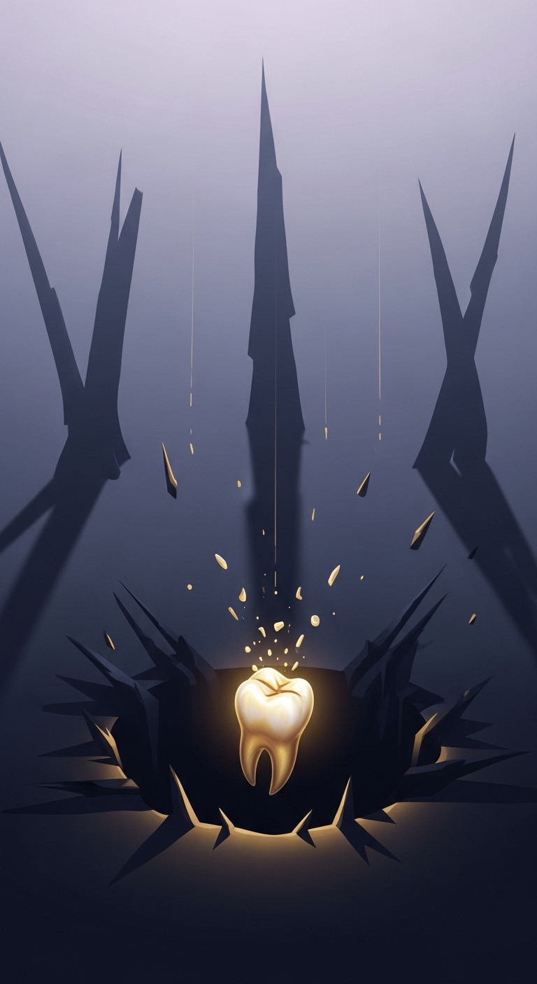 번쩍이던 금니가 빠지는 꿈: 상실과 예기치 못한 재난의 징조 - 흉몽