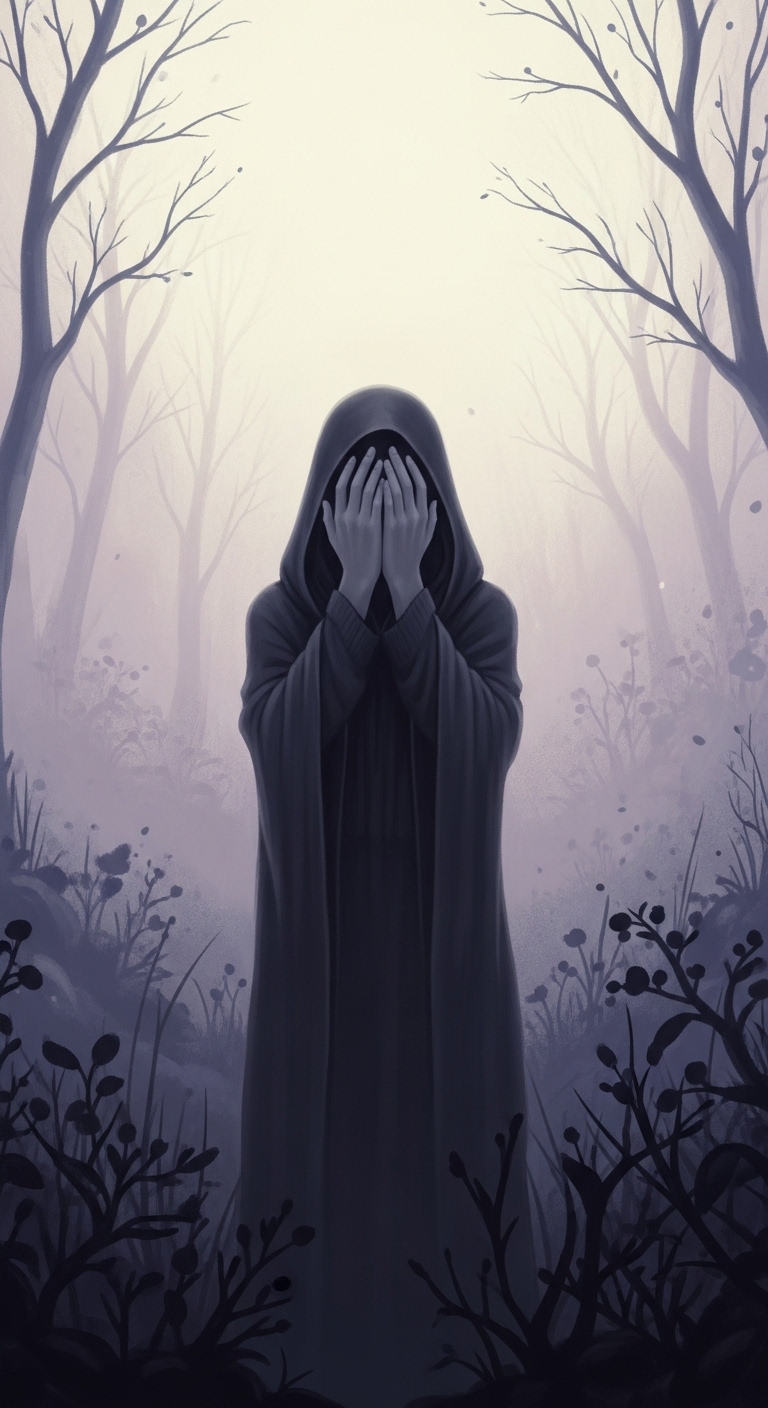 스스로 얼굴을 완전히 가리는 꿈 - 흉몽