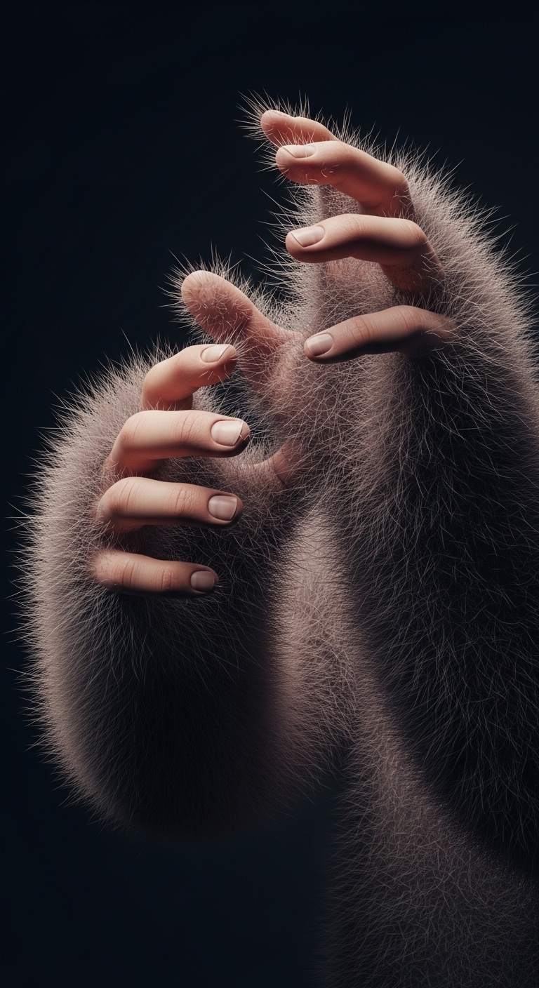 손에 무성하게 털이 자라나는 꿈: 본능적 변화와 현실적 부담 - 흉몽