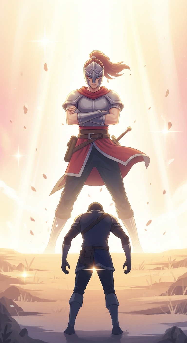 결의에 찬 응시: 팔짱을 끼고 상대를 제압하는 꿈 - 길몽