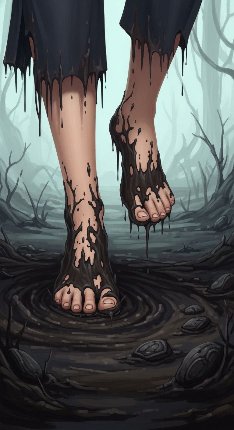 진흙과 오물로 더러워진 발과 마주한 꿈 - 흉몽