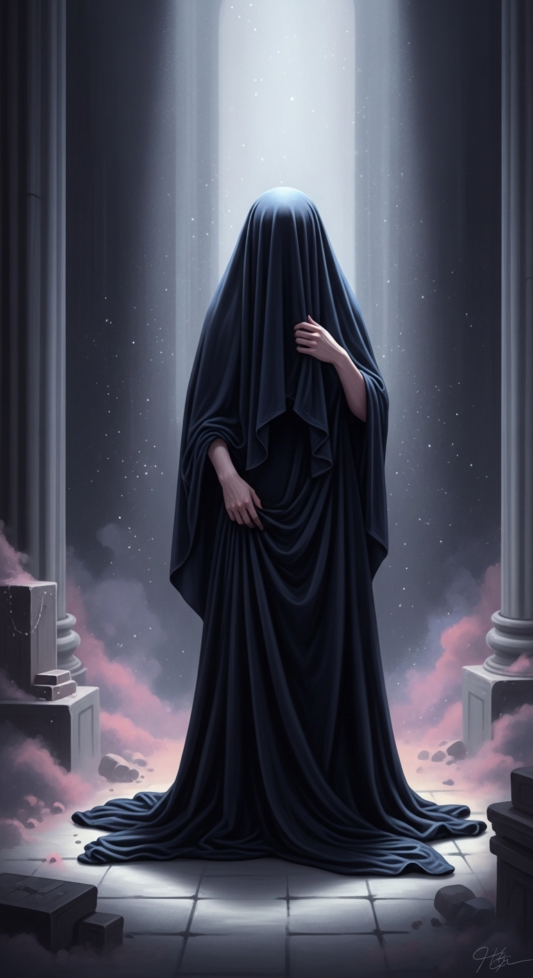 검은 천으로 성기를 가리며 느끼는 내면의 불안 - 흉몽