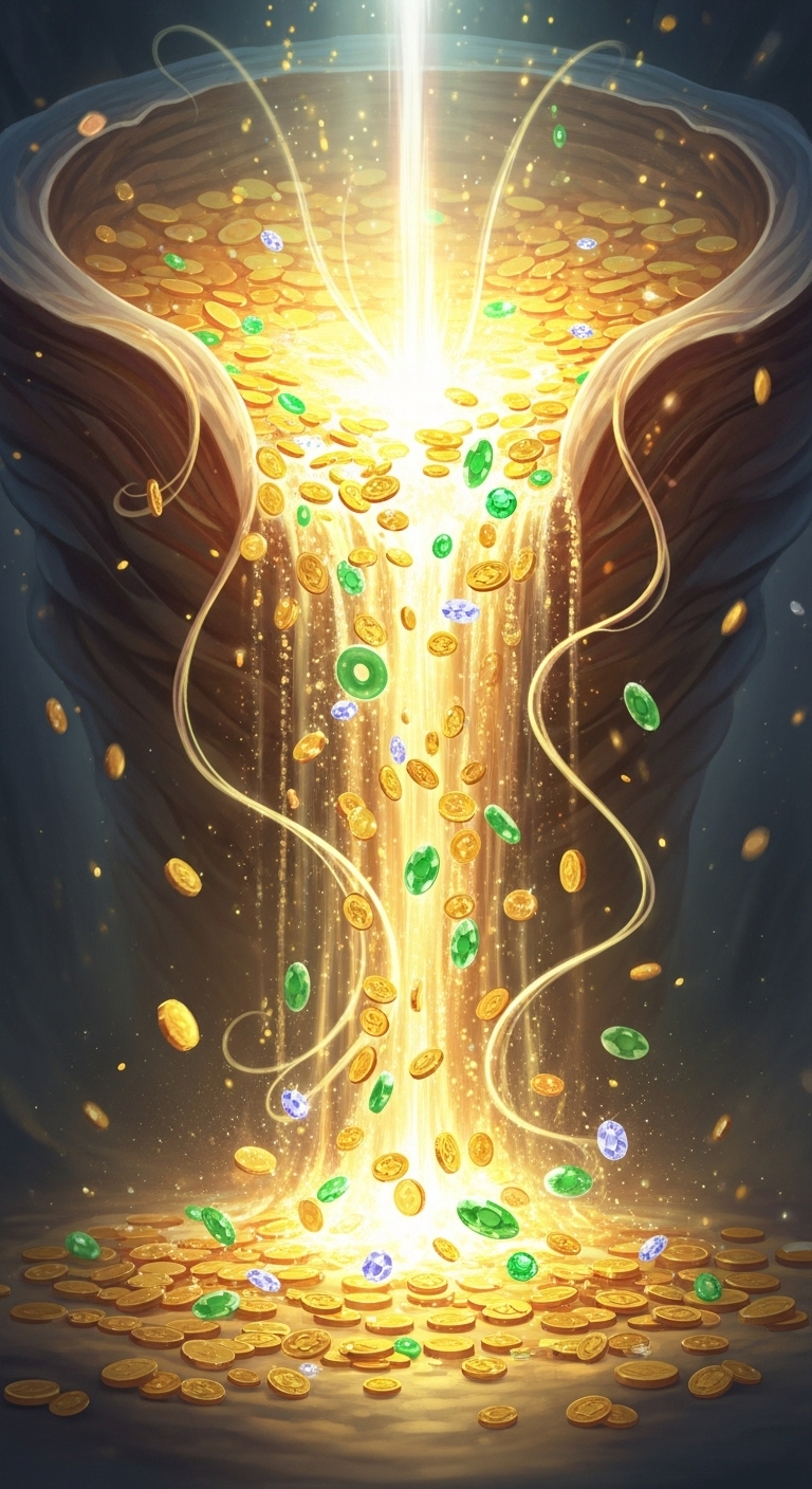 생명의 근원에서 솟아나는 황금빛 재물 꿈 - 길몽