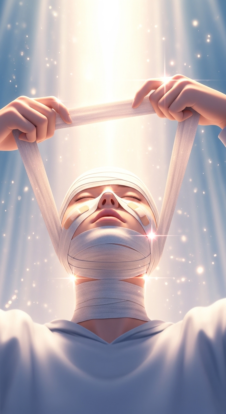 내면의 치유와 보호를 위한 붕대, 얼굴을 스스로 감는 꿈 - 길몽