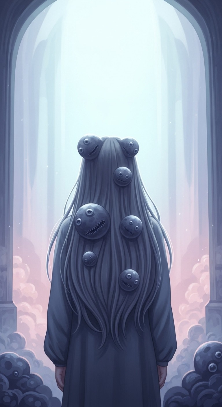 머리카락에 매달린 정체불명의 짐에 압도당하는 꿈 - 흉몽