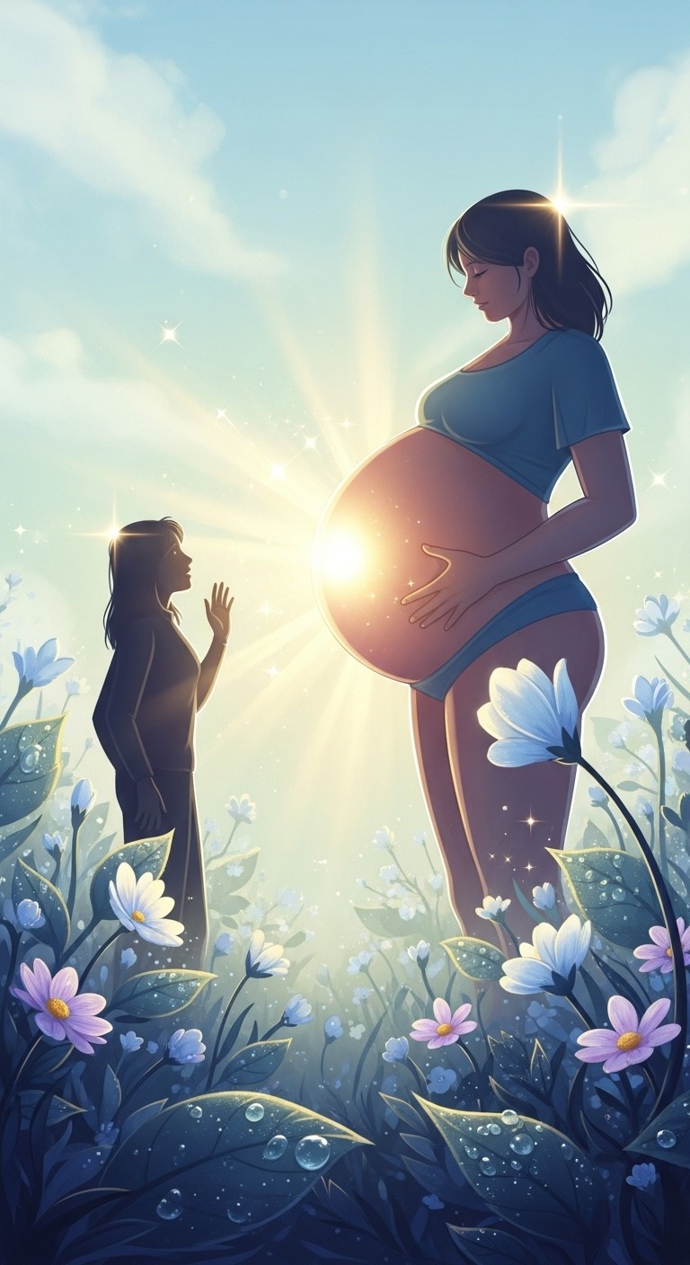 재물과 풍요를 예고하는, 상대방의 부풀어 오른 배 꿈 - 길몽