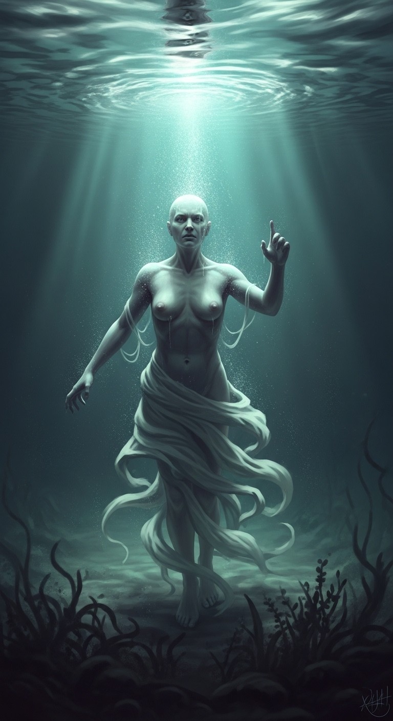 벌거벗은 조상이 물속에서 경고하는 꿈 - 흉몽