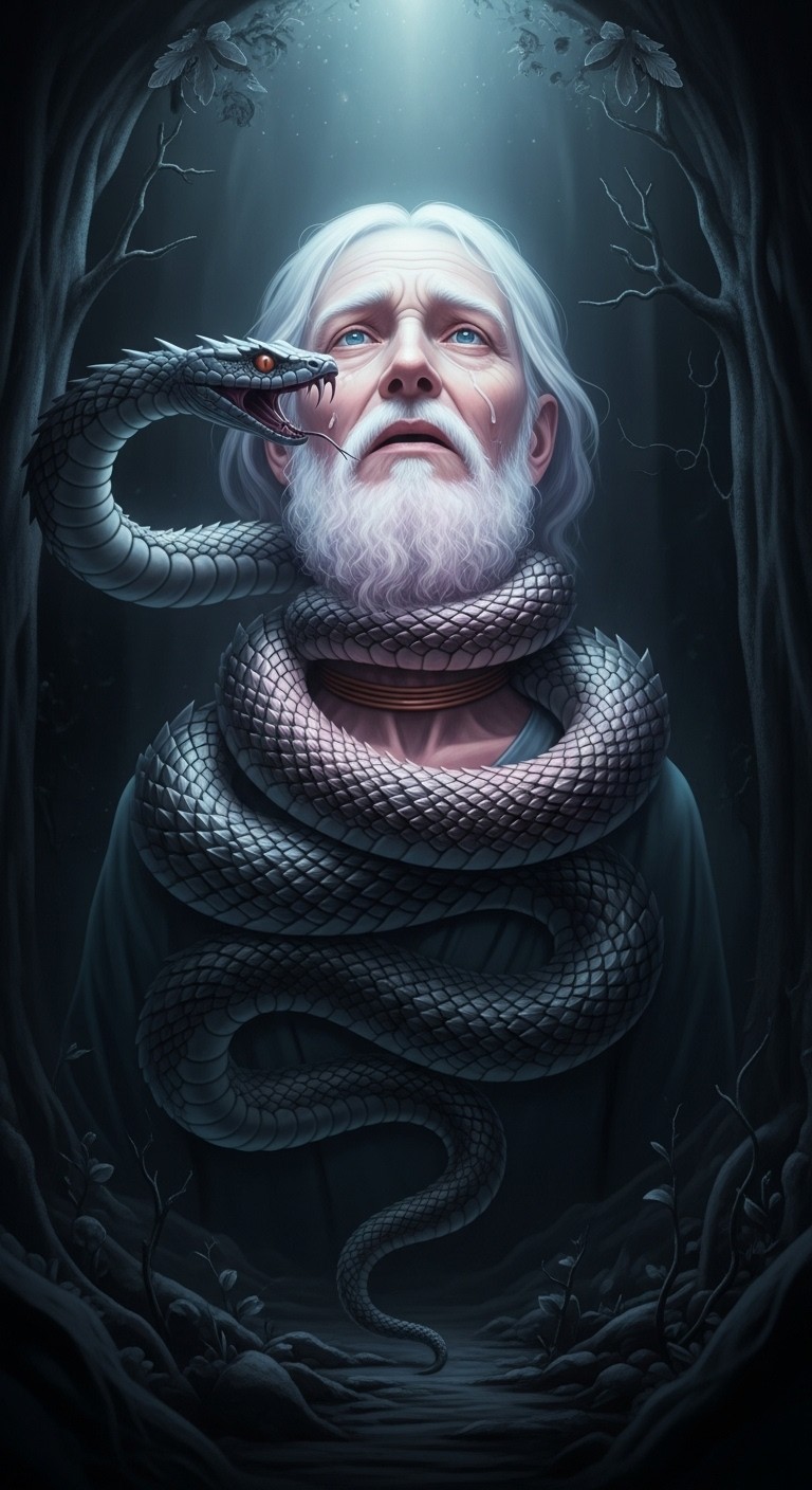 뱀이 조상의 목을 감고 경고하는 꿈 - 흉몽