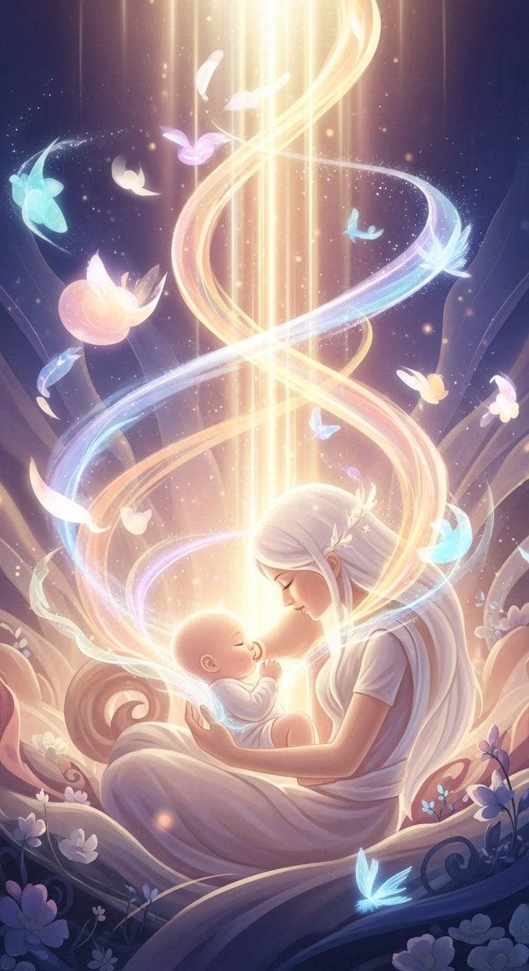 어머니의 젖을 빨며 받는 풍요와 상속의 길몽 - 길몽