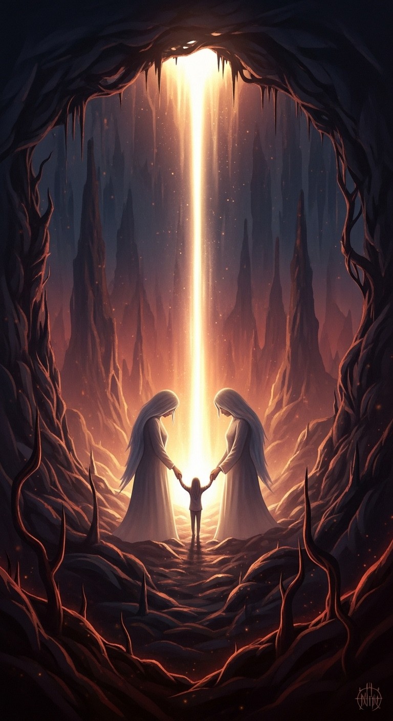 심연의 부름, 부모님의 손을 잡고 난관을 벗어나는 꿈 - 길몽