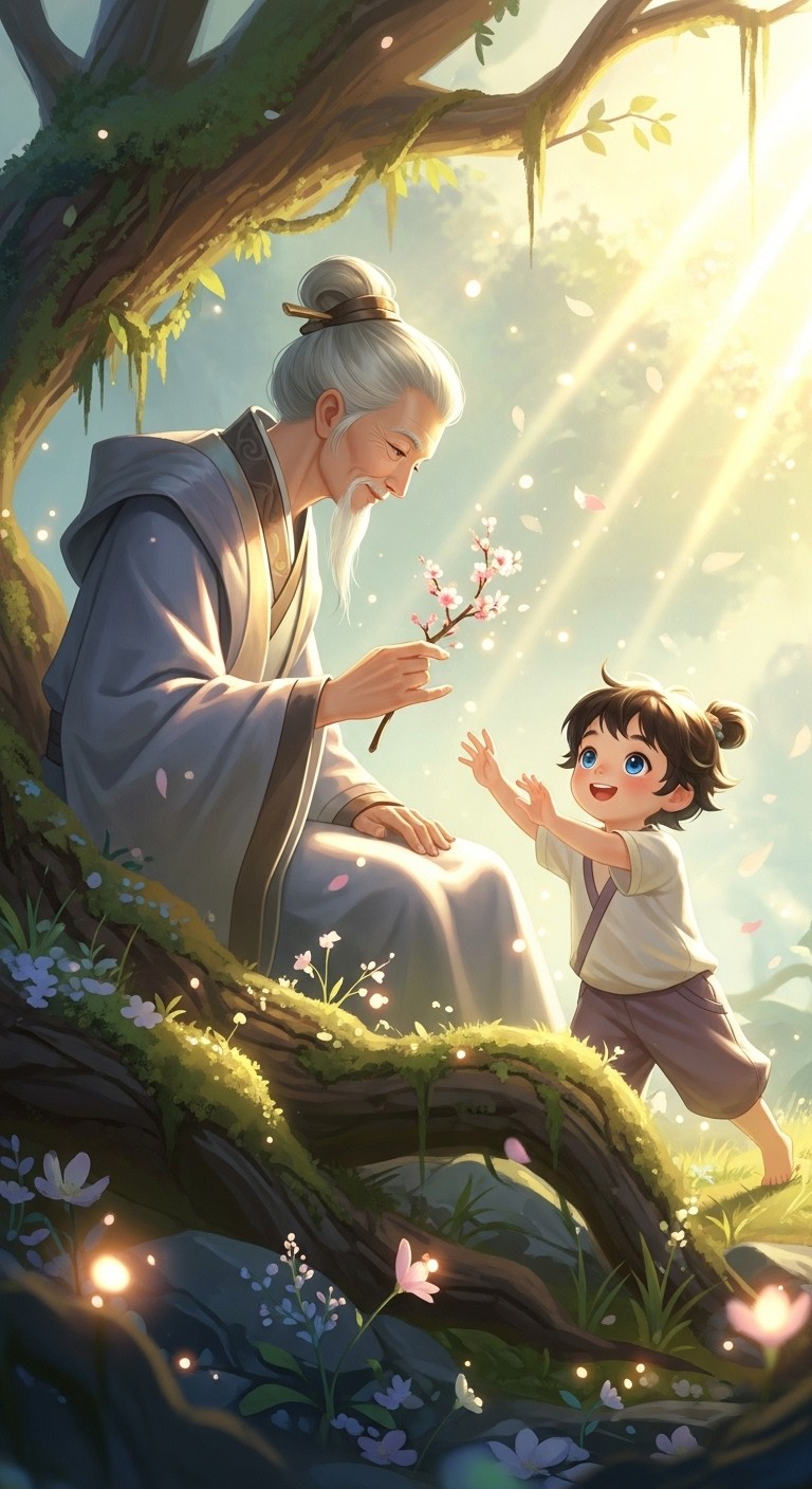 조상과 어린아이의 만남, 세대를 잇는 평화와 새로운 희망의 꿈 - 길몽