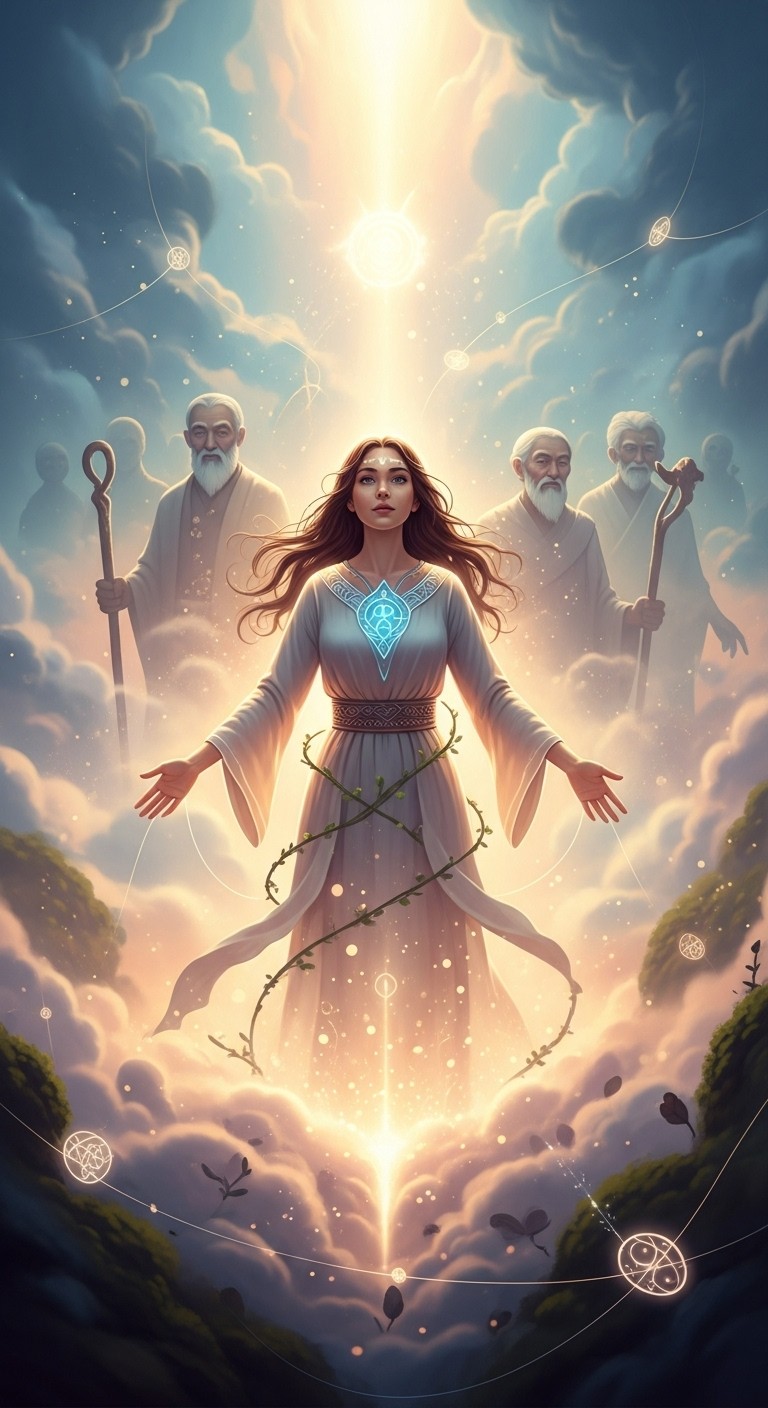 조상의 변신: 새로운 인연과 변화를 알리는 아가씨의 출현 - 길몽