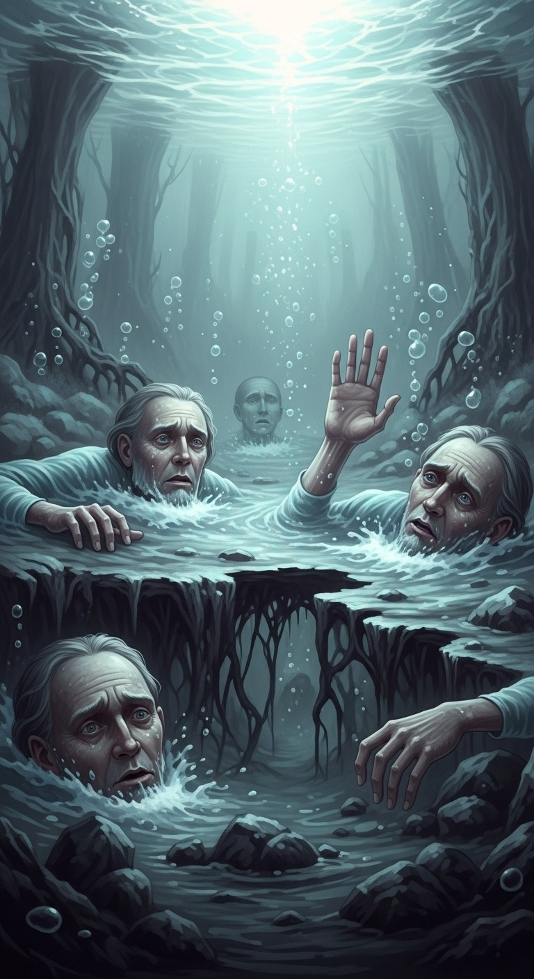 물에 잠긴 조상: 난관을 알리는 경고 - 흉몽 물에 잠긴 조상: 난관을 알리는 경고 - 흉몽