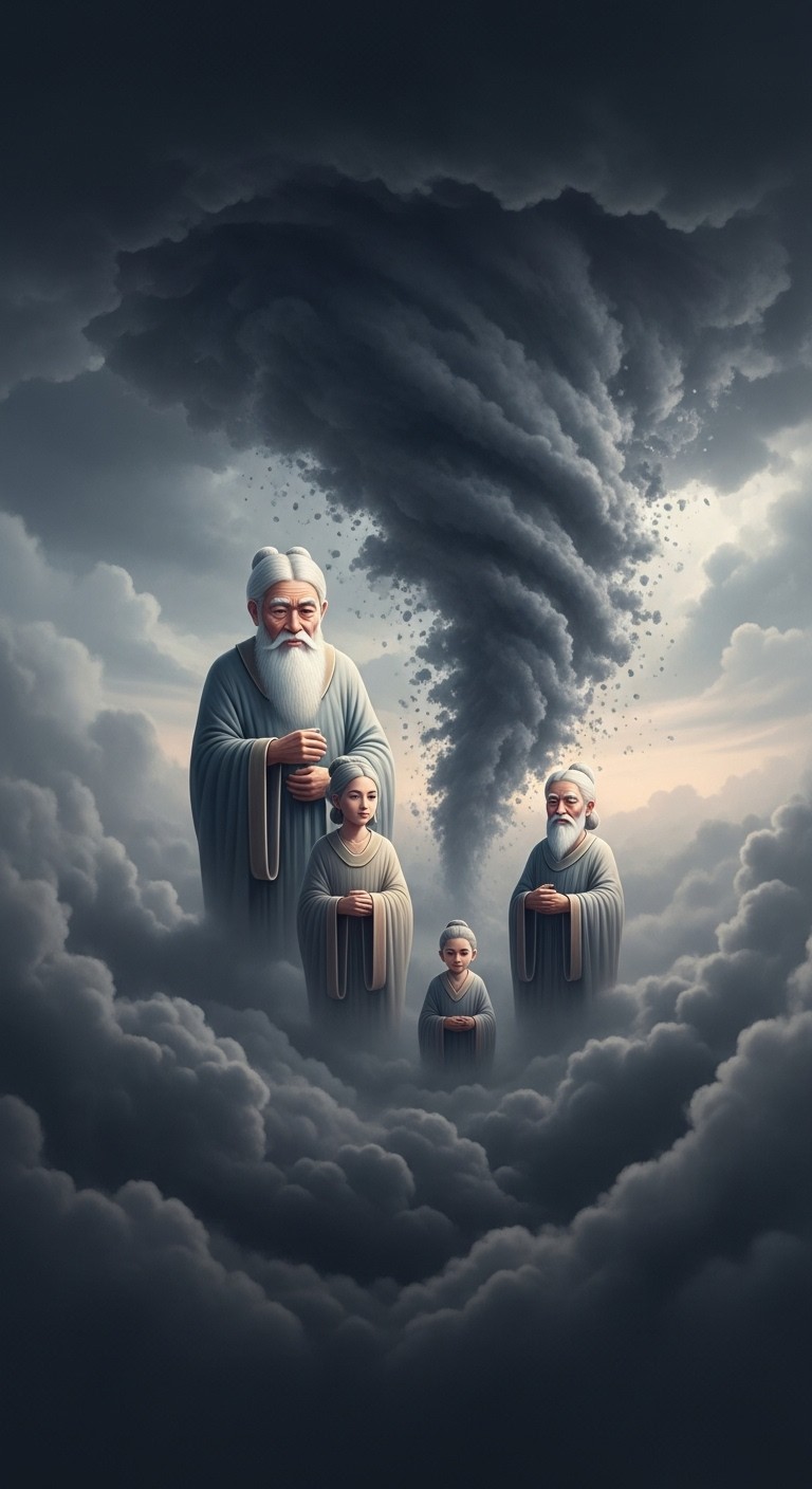 불확실한 미래: 구름 속으로 사라지는 조상의 꿈 - 흉몽