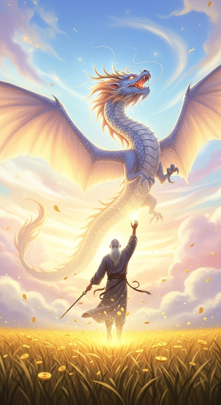 조상이 용으로 변해 승천하며 길운을 가져오는 꿈 - 길몽