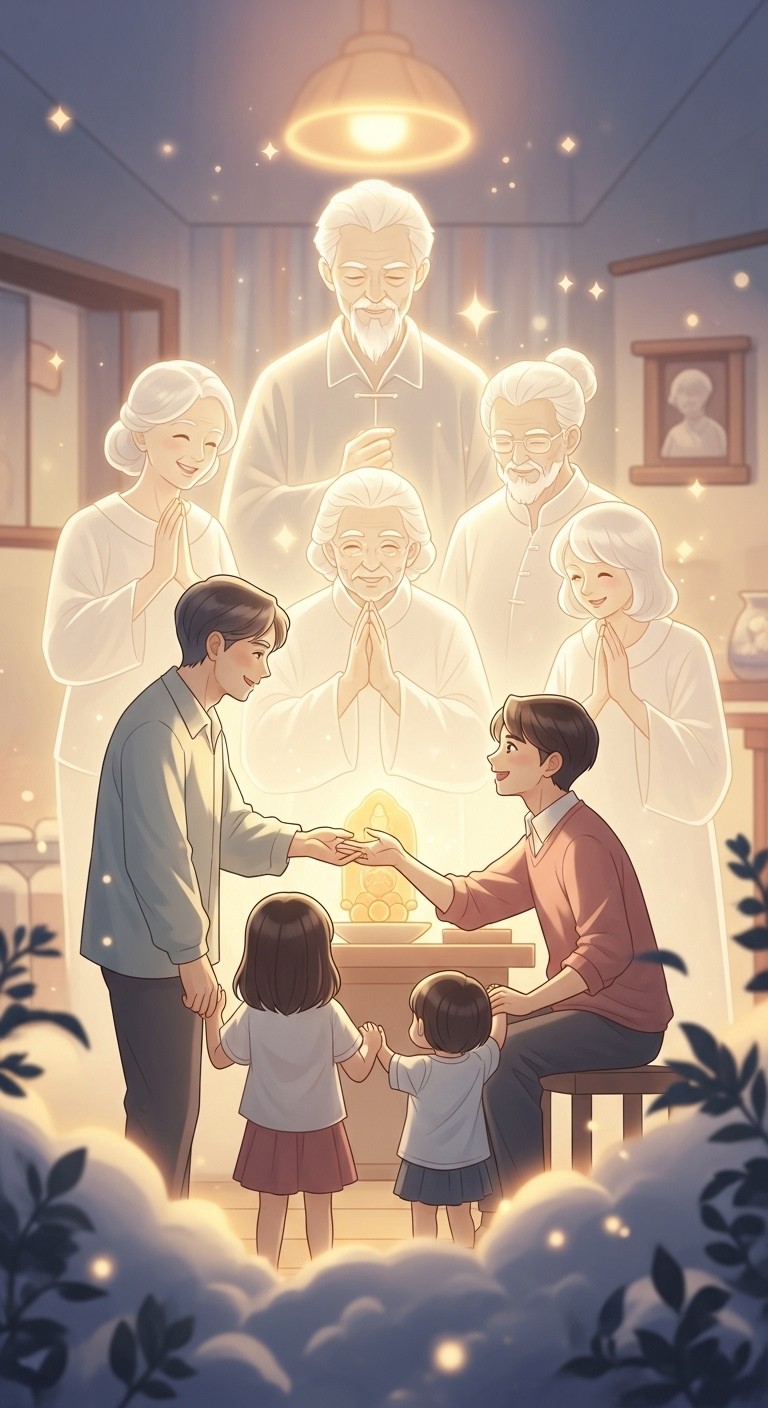 제사를 앞두고 조상이 나타난 꿈: 가문의 조화와 축복의 징조 - 길몽