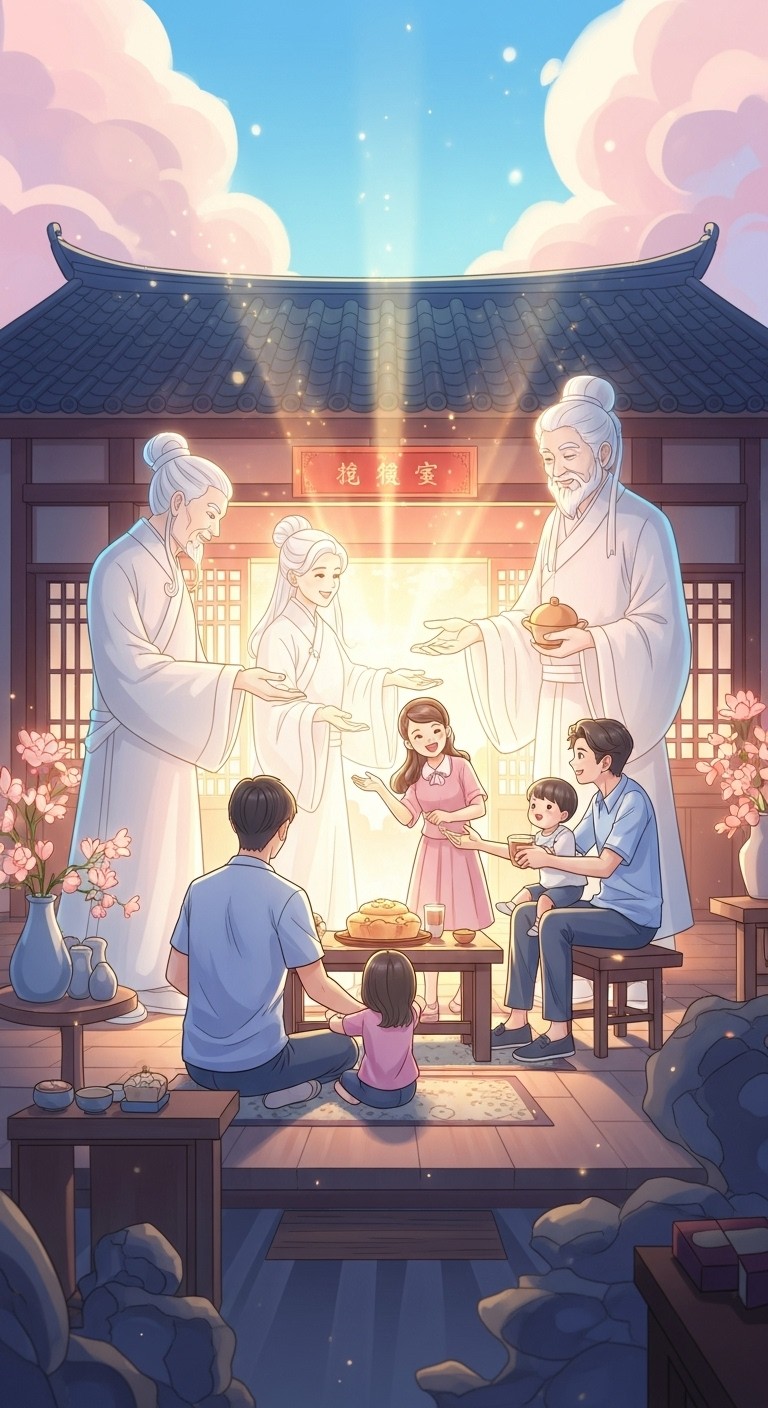 제사 후 마주한 조상, 집안의 경사를 예고하는 꿈 - 길몽