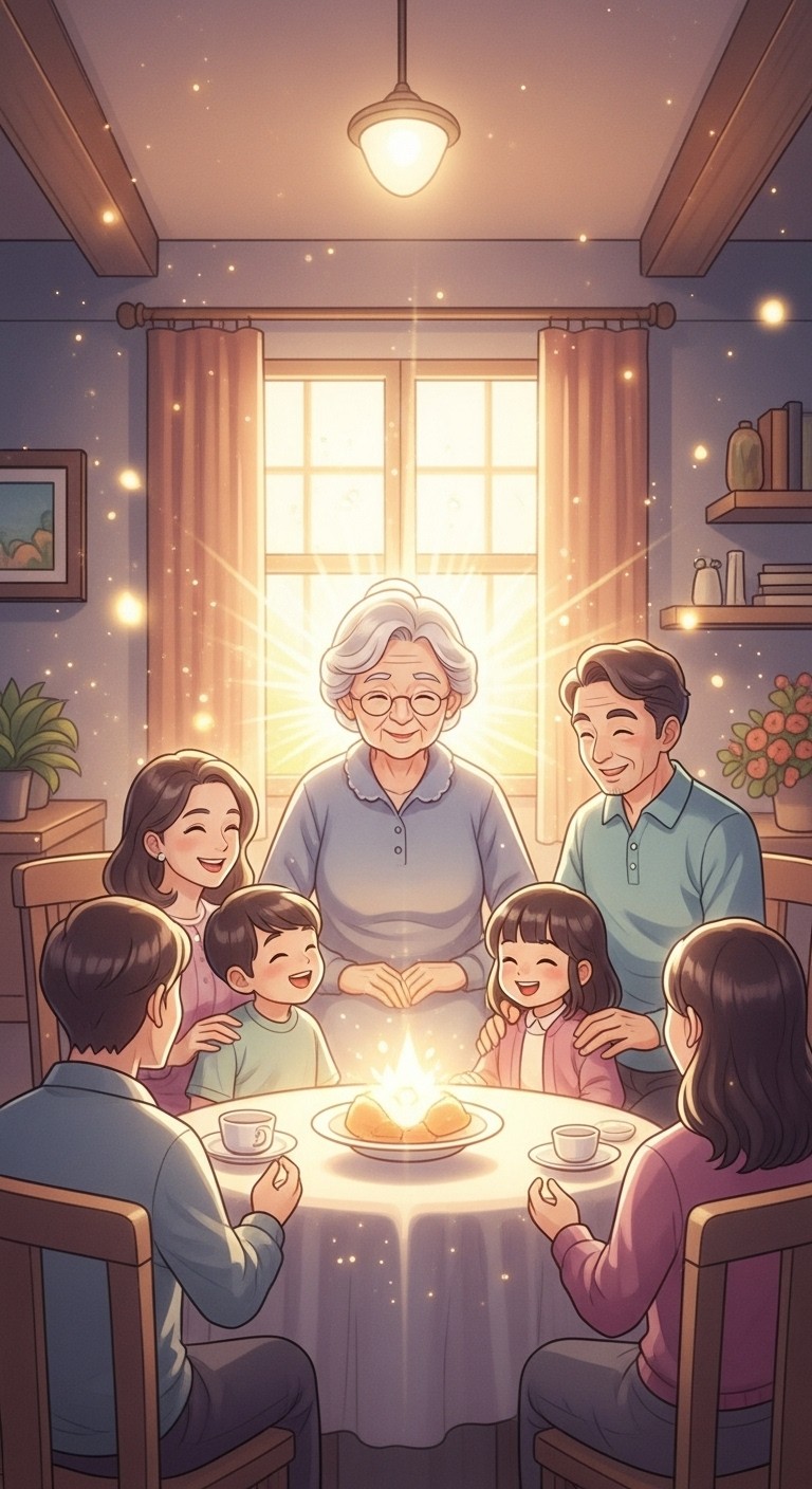 가정의 화목과 기쁜 소식을 예고하는 이모 꿈 - 길몽