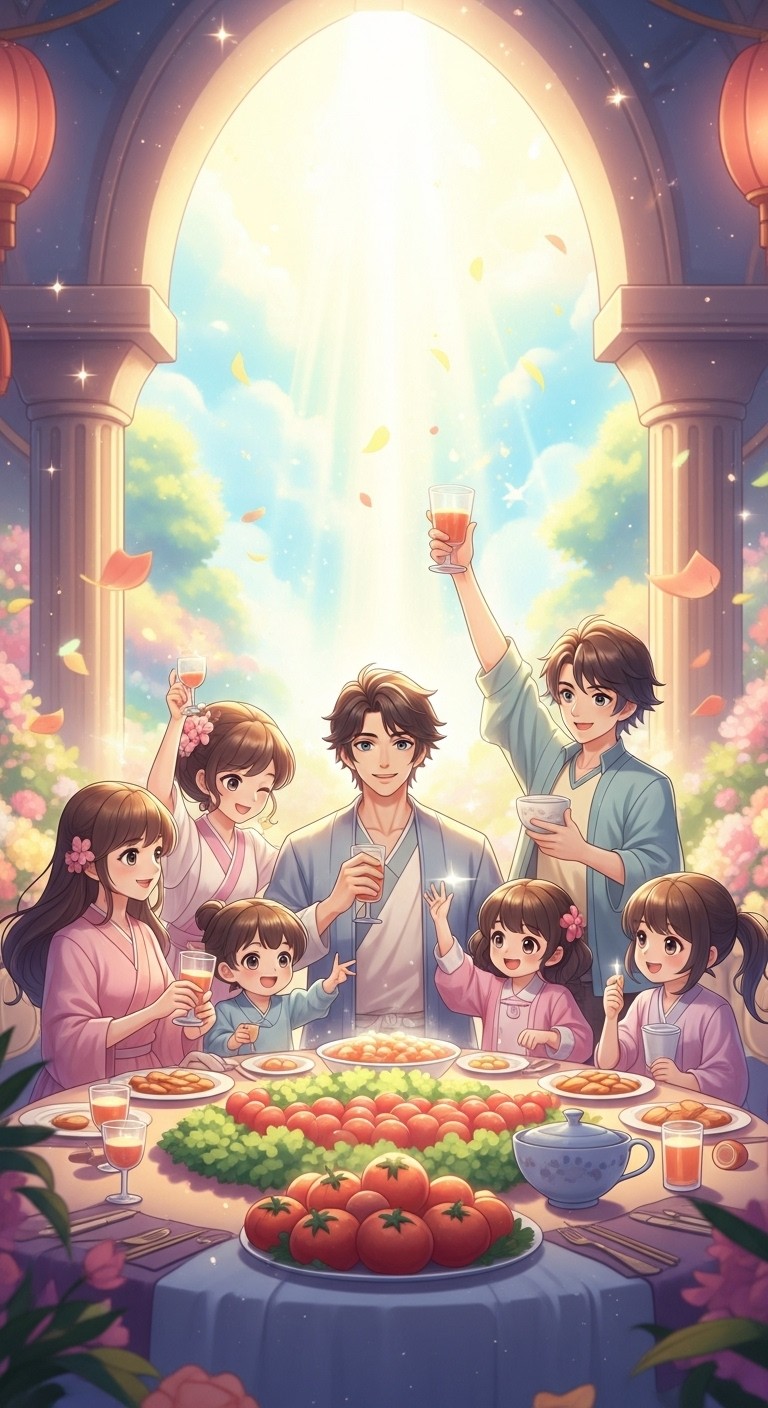 가족 화합과 경사를 알리는 형제자매의 잔치 꿈 - 길몽