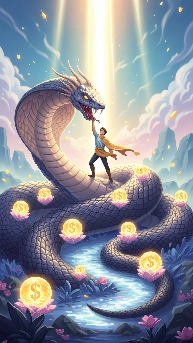 남편이 거대한 구렁이를 잡아 막힌 운을 뚫는 길몽 - 길몽