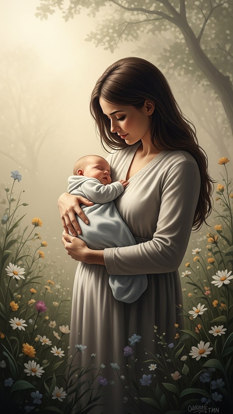 아기를 안은 아내: 새로운 책임과 근심의 그림자 - 흉몽