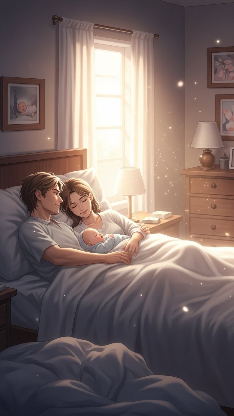 부부의 잠자리에서 들려온 아기 울음소리, 기쁜 소식의 전조 - 길몽