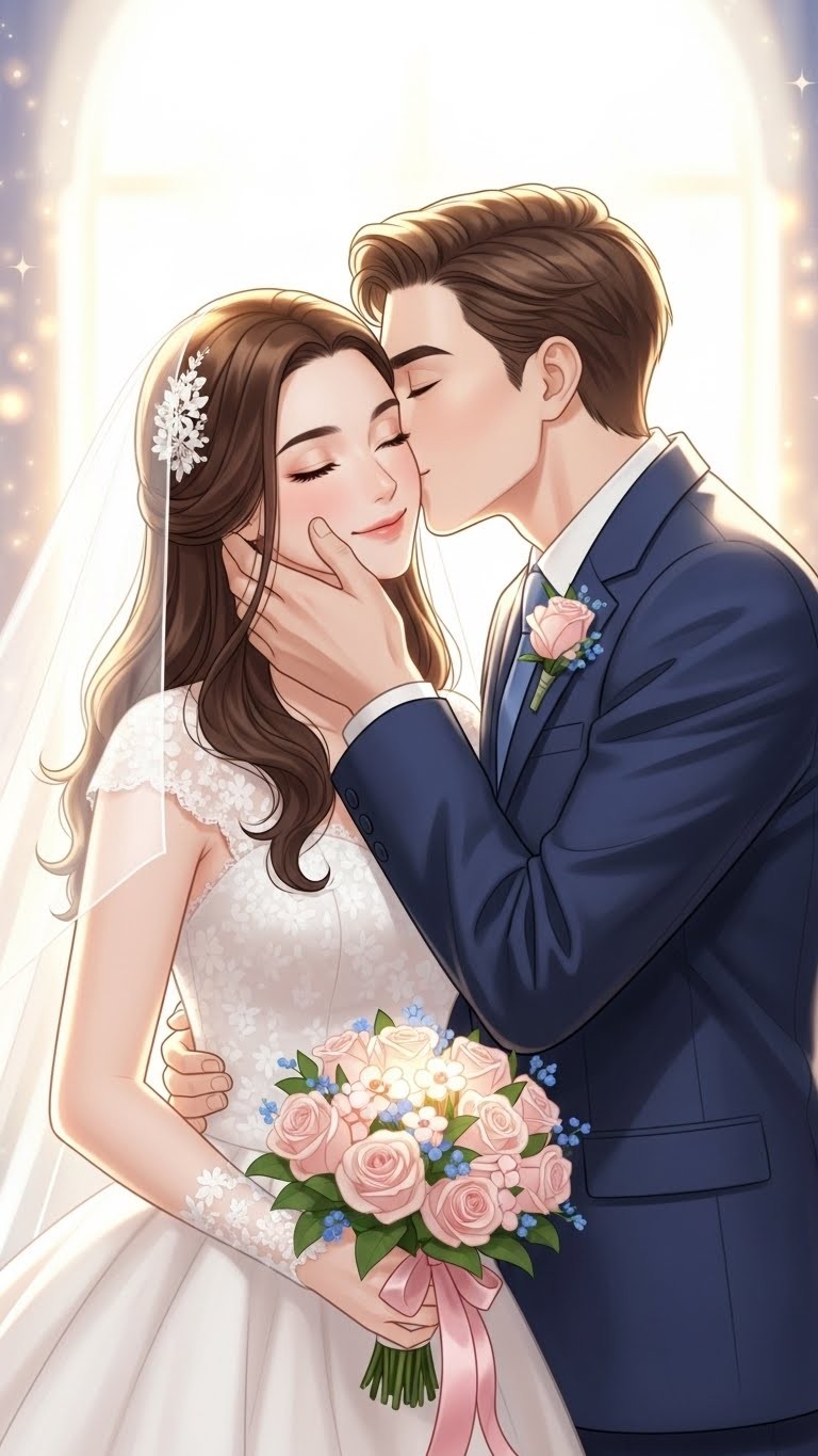 배우자의 뺨에 다정하게 입 맞추며 깊어진 애정을 확인하는 꿈 - 길몽