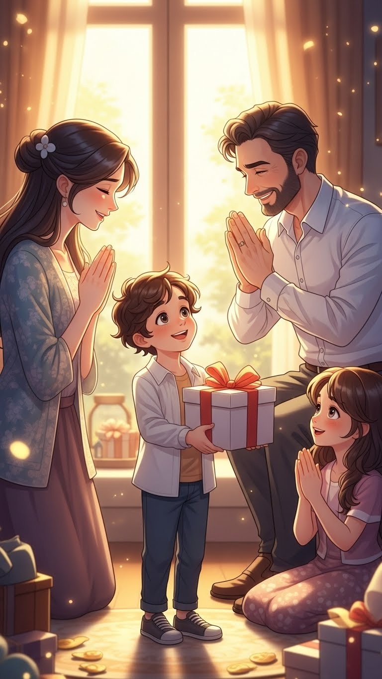 성장한 자녀의 보답과 물질적 풍요를 암시하는 꿈 - 길몽