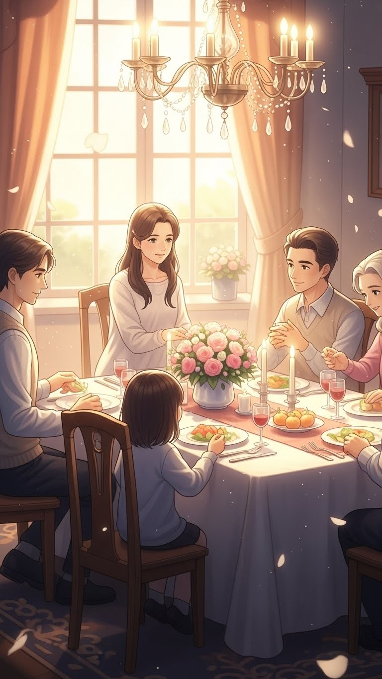 객지 자식과 함께한 식사, 가정의 화목을 꿈꾸다 - 길몽