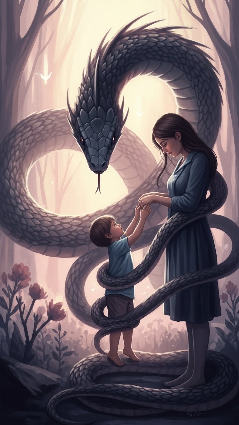 뱀에게 위협받는 자녀의 꿈: 무의식 속 불안과 보호 본능의 발현 - 흉몽