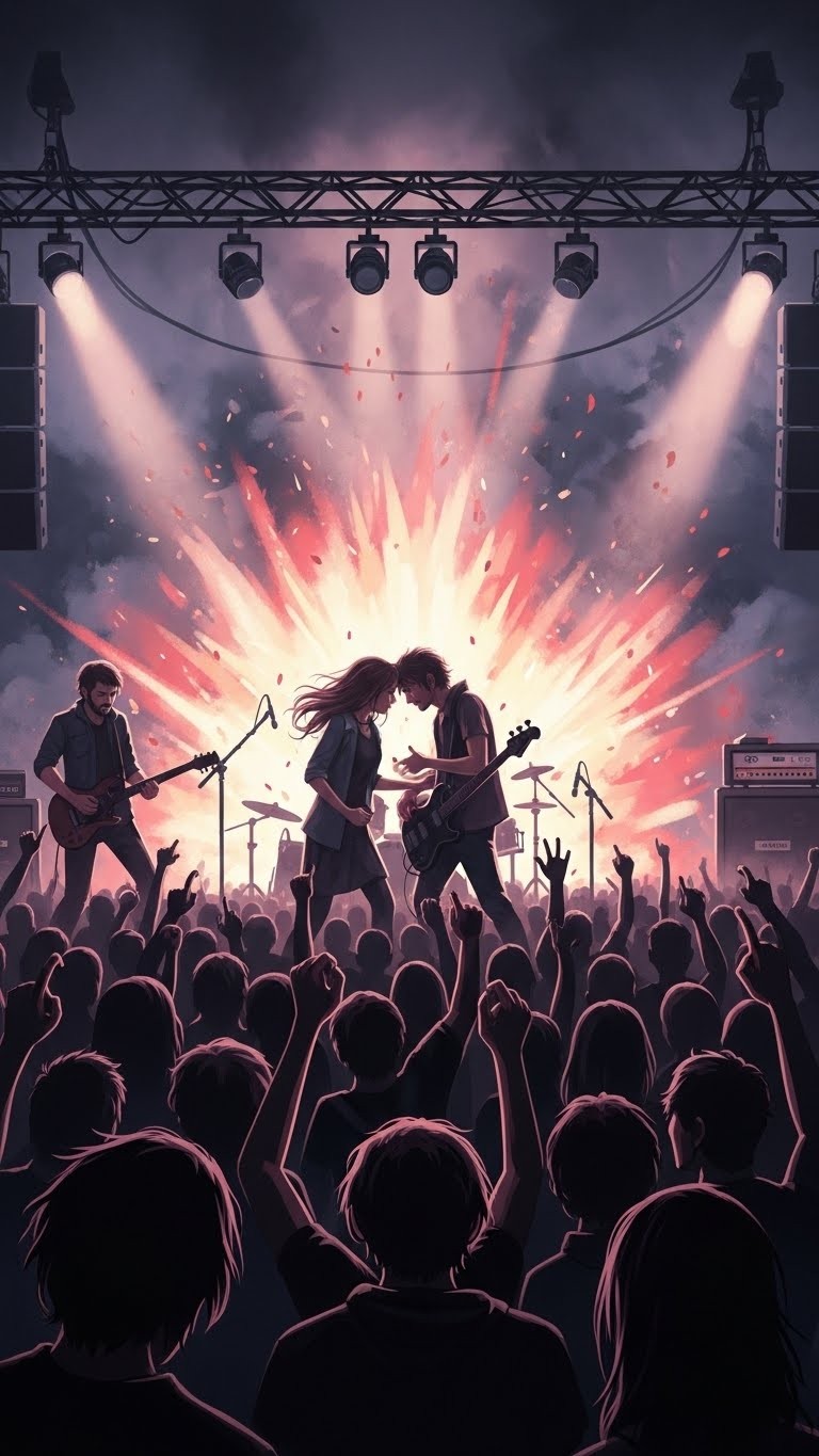 사랑하는 사람과 격정적인 록 콘서트를 즐기는 꿈 - 흉몽