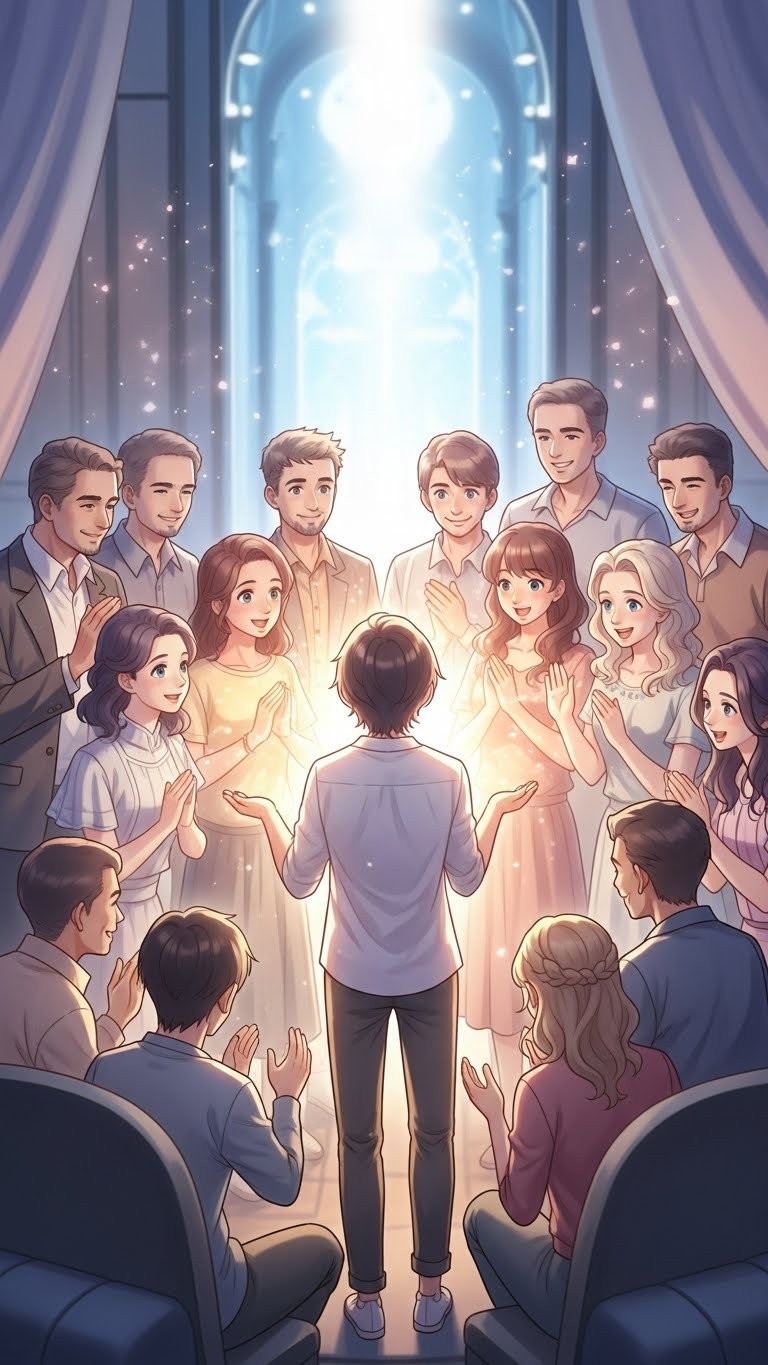 친구들에게 둘러싸여 진심으로 축하받는 꿈 - 길몽