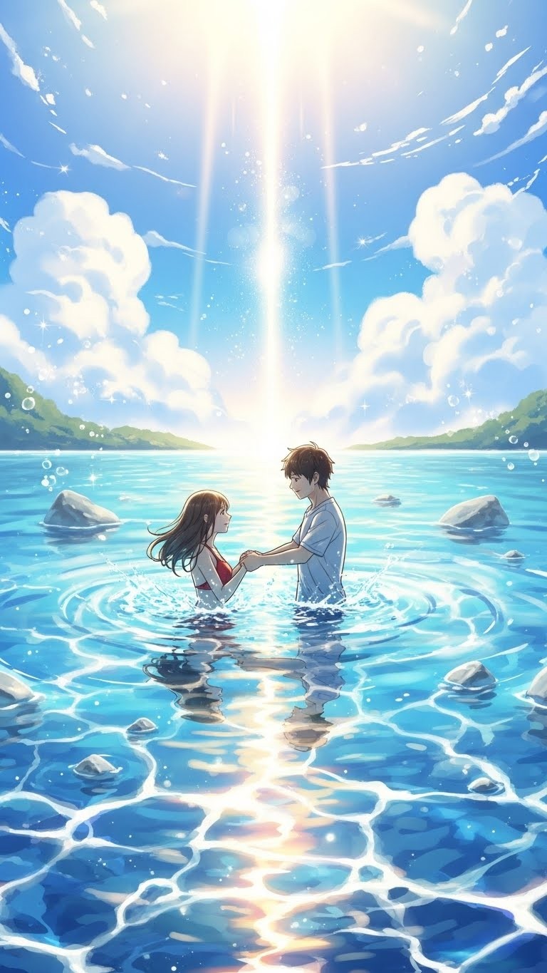 사랑하는 연인과 물놀이를 즐기며 관계의 새로운 장을 여는 꿈 - 길몽