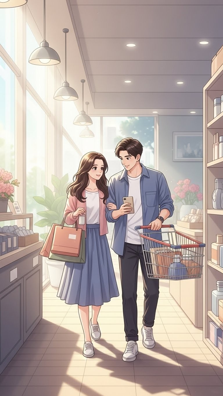 애인과 함께하는 행복한 쇼핑, 관계의 미래를 엿보는 꿈 - 보통