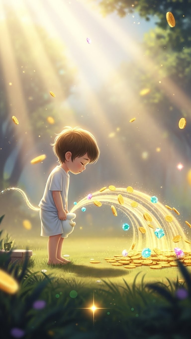 어린아이의 배변을 보고 뜻밖의 횡재를 얻는 꿈 - 길몽