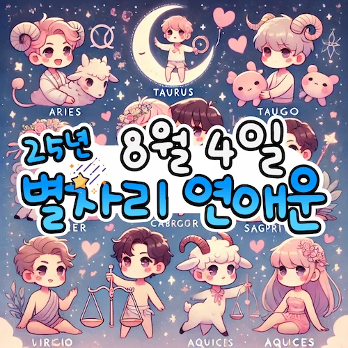 2025년 8월 4일 월요일, 별자리 연애운! ✨ 2025년 8월 4일 월요일, 별자리 연애운! ✨