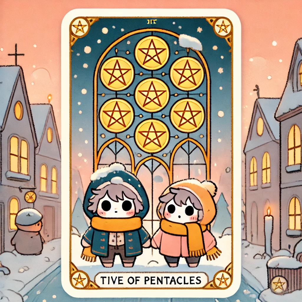 5번 타로카드 펜타클 5 PENTACLE 5 5번 타로카드 펜타클 5 PENTACLE 5