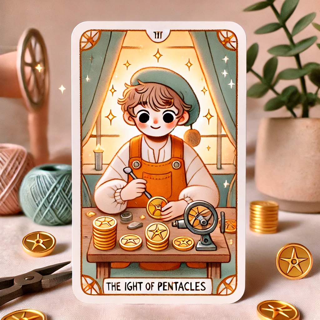 8번 타로카드 펜타클 8 PENTACLE 8 8번 타로카드 펜타클 8 PENTACLE 8